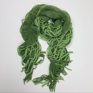 Tickle pink ruffled Green long scarf